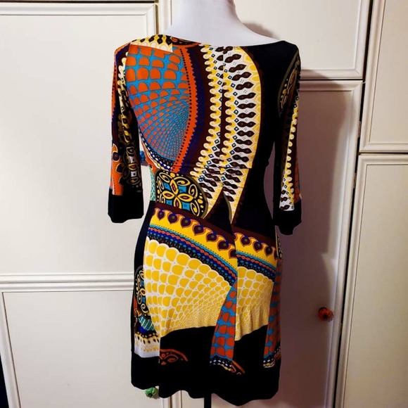 Papillon Blanc Stunning Multicolor Print Dress - Picture 3 of 6